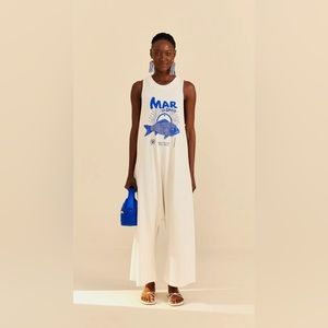 Farm rio 100% organic cotton wide leg  jumpsuit